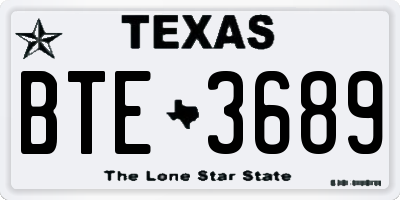 TX license plate BTE3689