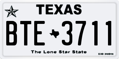 TX license plate BTE3711