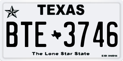 TX license plate BTE3746