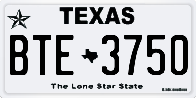 TX license plate BTE3750