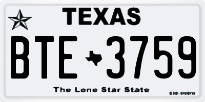 TX license plate BTE3759