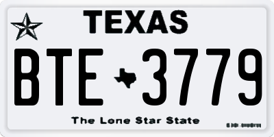 TX license plate BTE3779