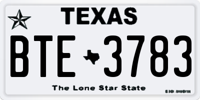 TX license plate BTE3783