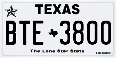 TX license plate BTE3800