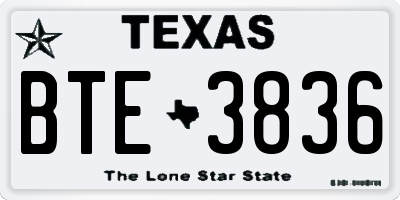 TX license plate BTE3836