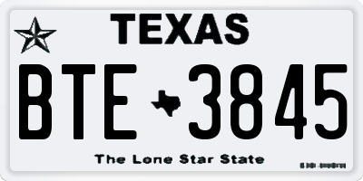 TX license plate BTE3845