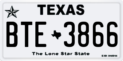 TX license plate BTE3866