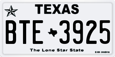 TX license plate BTE3925