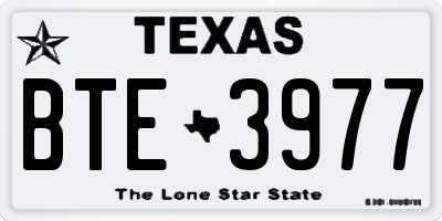TX license plate BTE3977