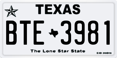 TX license plate BTE3981