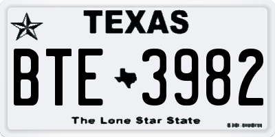 TX license plate BTE3982