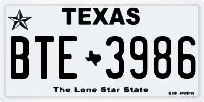 TX license plate BTE3986