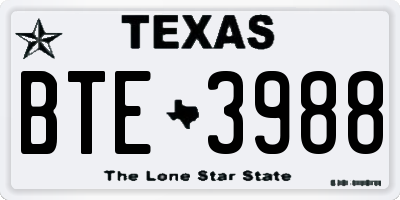 TX license plate BTE3988