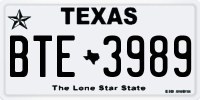TX license plate BTE3989