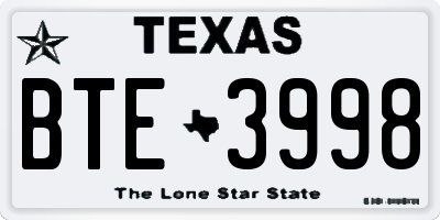 TX license plate BTE3998