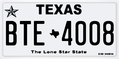 TX license plate BTE4008
