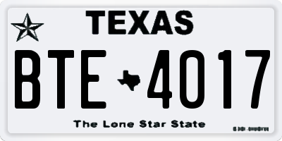 TX license plate BTE4017