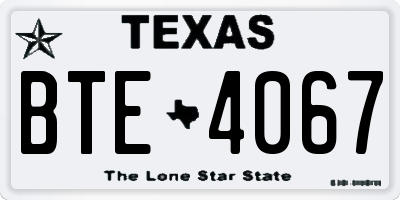 TX license plate BTE4067