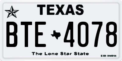 TX license plate BTE4078