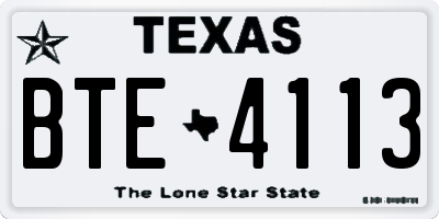 TX license plate BTE4113
