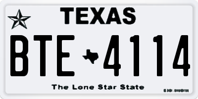 TX license plate BTE4114