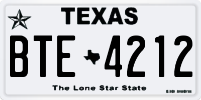 TX license plate BTE4212