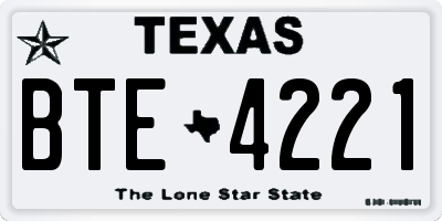 TX license plate BTE4221