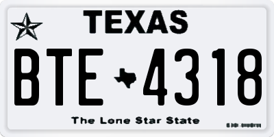 TX license plate BTE4318