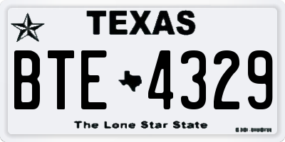 TX license plate BTE4329