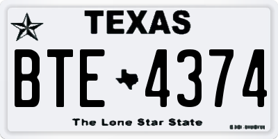 TX license plate BTE4374