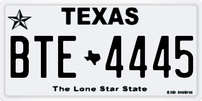 TX license plate BTE4445