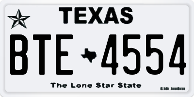 TX license plate BTE4554
