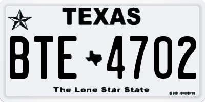TX license plate BTE4702