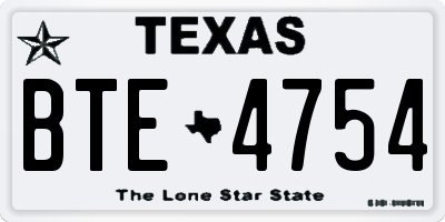 TX license plate BTE4754