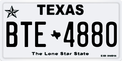 TX license plate BTE4880