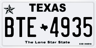 TX license plate BTE4935