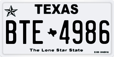 TX license plate BTE4986