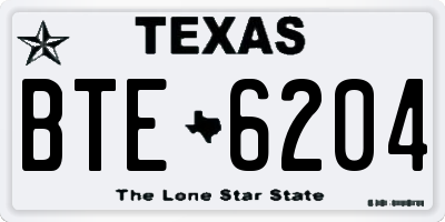 TX license plate BTE6204