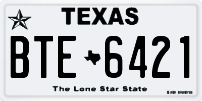 TX license plate BTE6421
