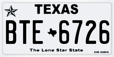 TX license plate BTE6726