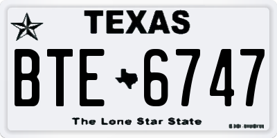 TX license plate BTE6747