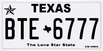 TX license plate BTE6777