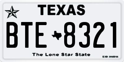 TX license plate BTE8321