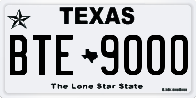 TX license plate BTE9000