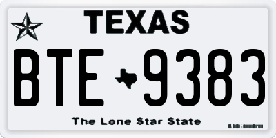 TX license plate BTE9383