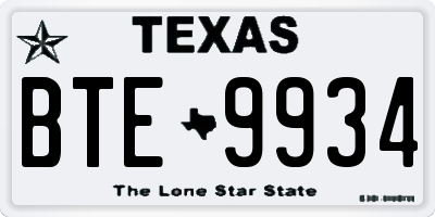 TX license plate BTE9934