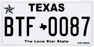 TX license plate BTF0087