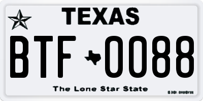 TX license plate BTF0088