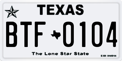 TX license plate BTF0104