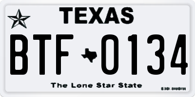 TX license plate BTF0134